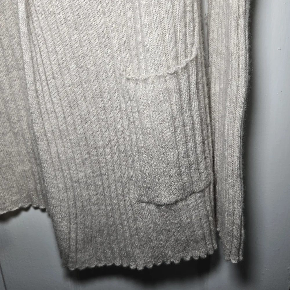 Alashan Womens Cashmere Open Front Cardigan Size L Cream Quiet Luxury Minimalist - Picture 5 of 14